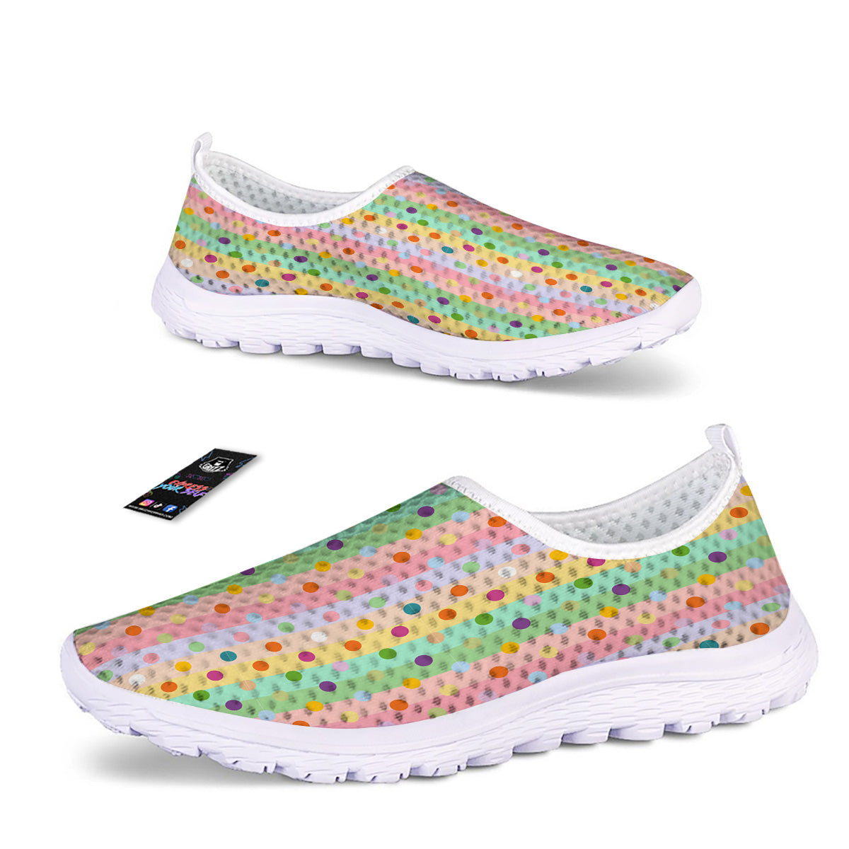 Pastel Polka Dots Print Pattern Nurse Shoes-grizzshop