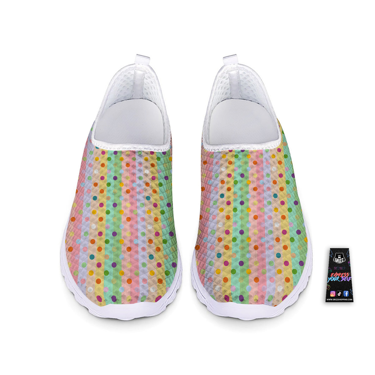 Pastel Polka Dots Print Pattern Nurse Shoes-grizzshop