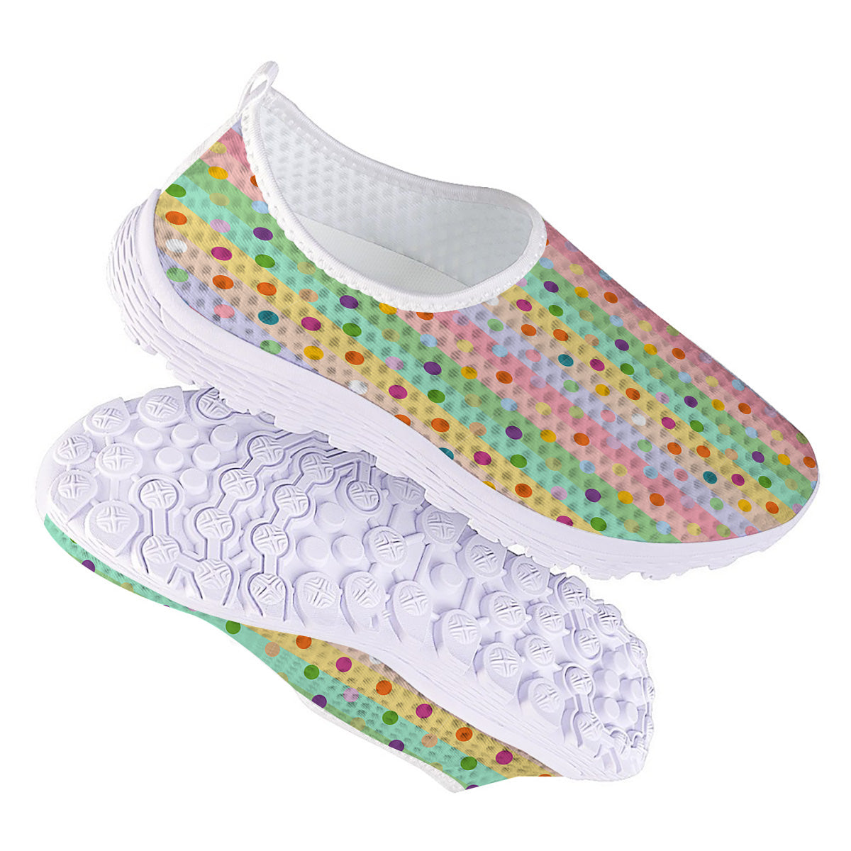Pastel Polka Dots Print Pattern Nurse Shoes-grizzshop