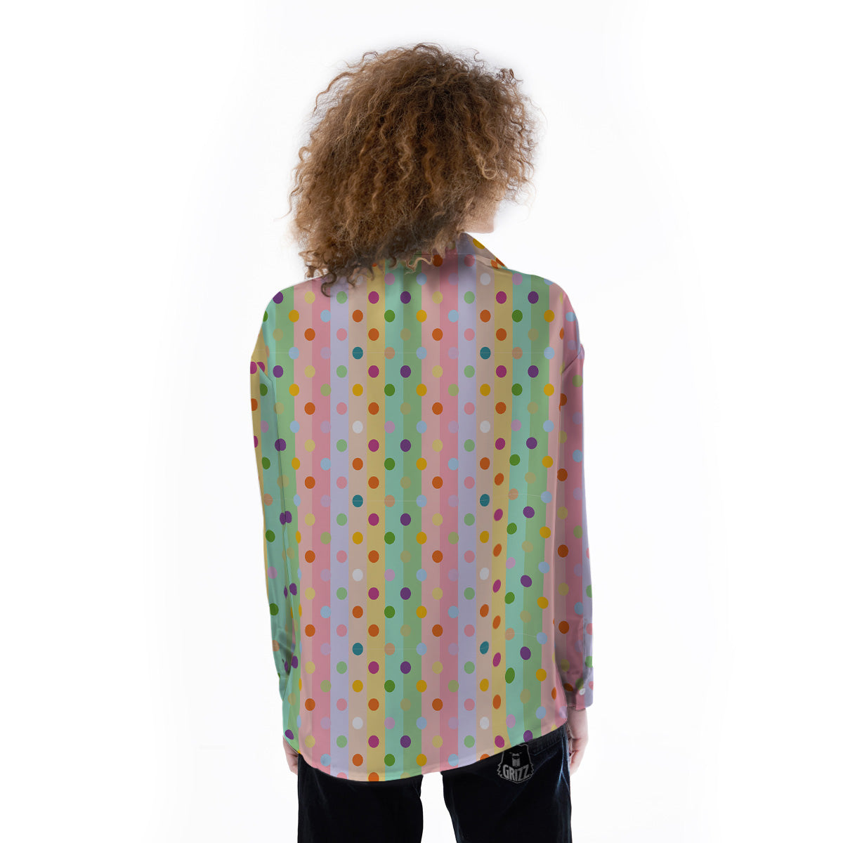 Pastel Polka Dots Print Pattern Women's Long Sleeve Shirts-grizzshop