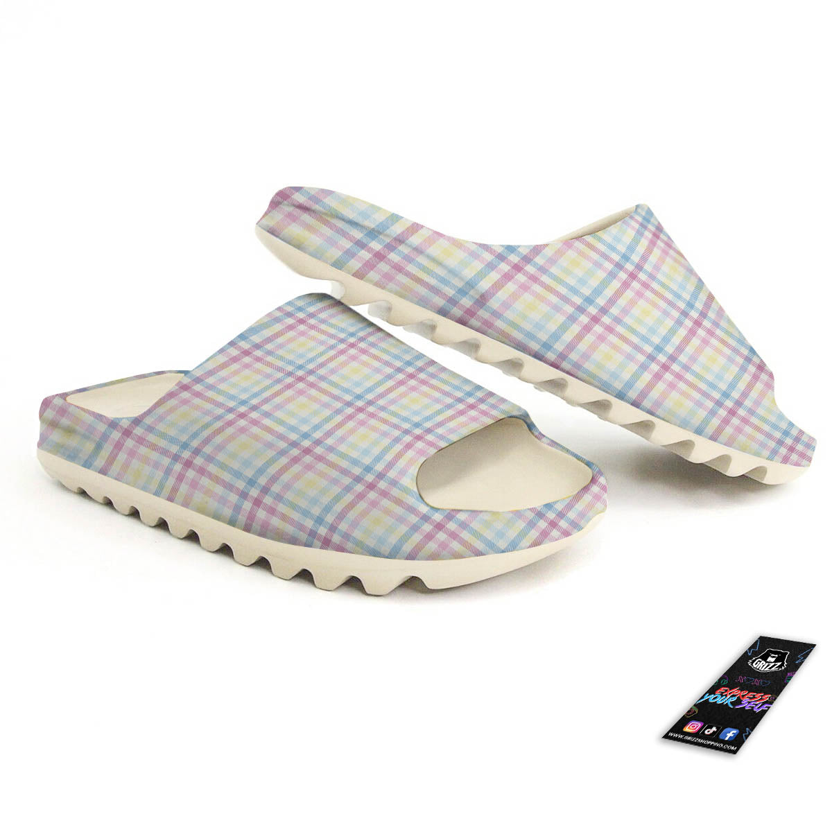Pastel Plaid Cotton Candy Print Pattern Sandals-grizzshop