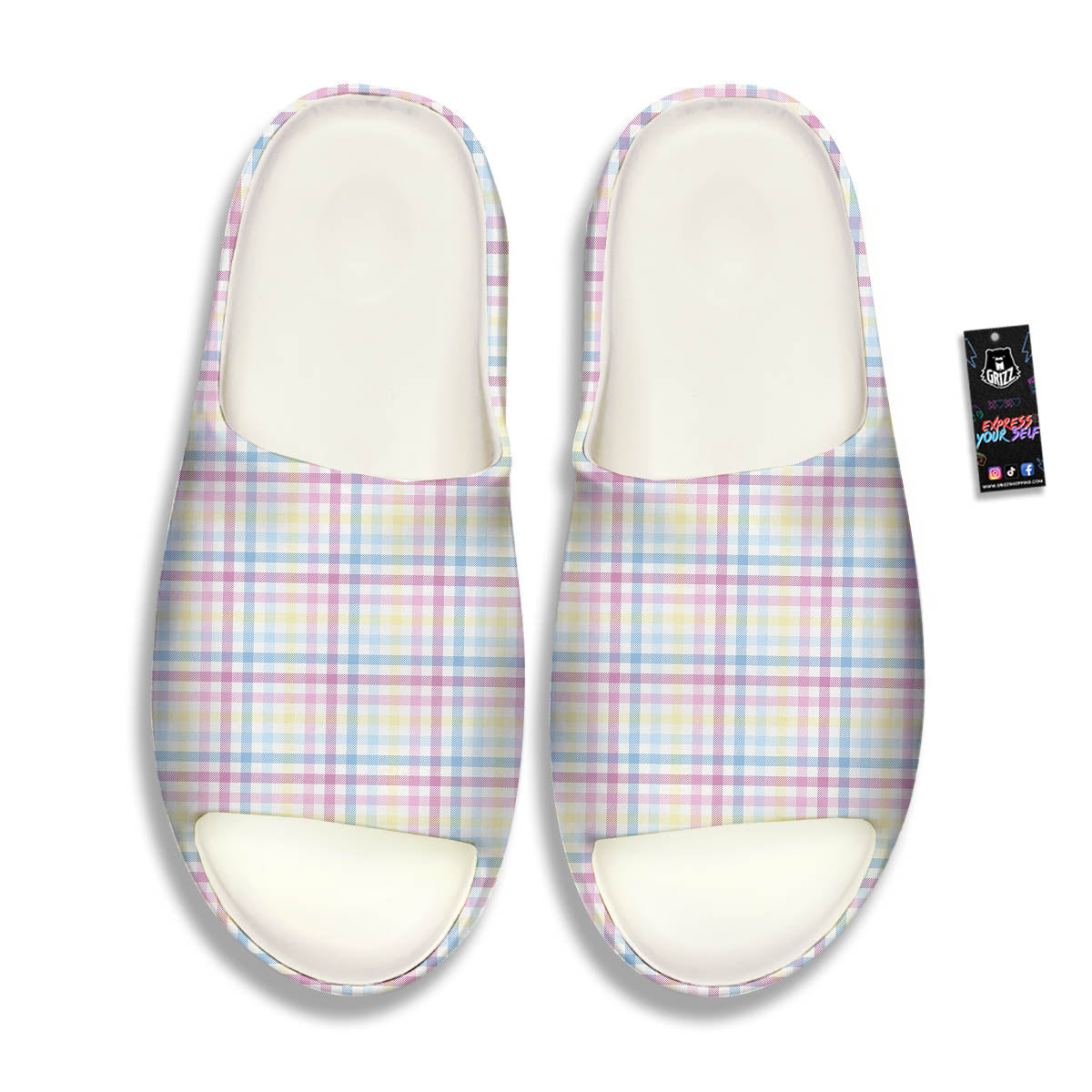 Pastel Plaid Cotton Candy Print Pattern Sandals-grizzshop