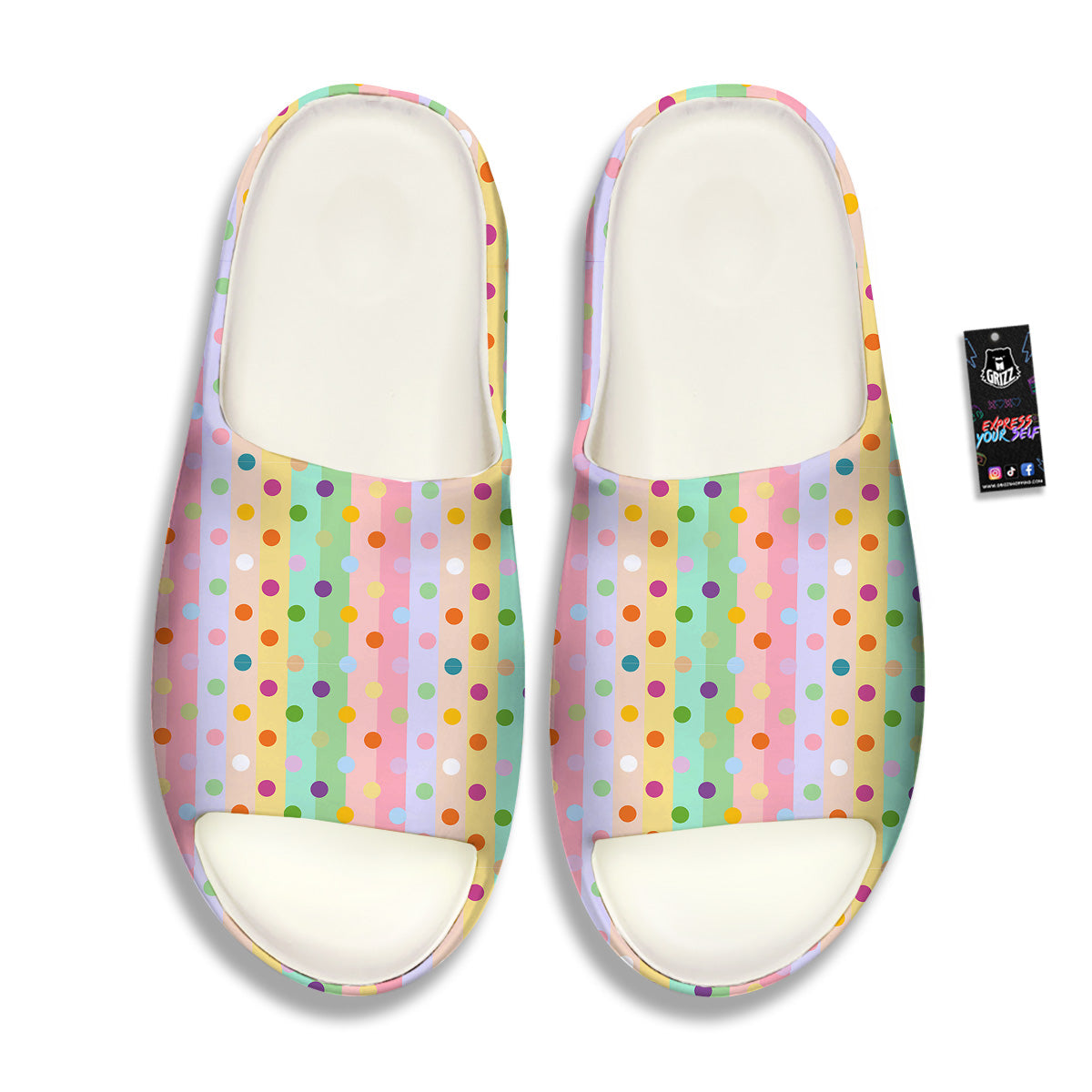 Pastel Polka Dots Print Pattern Sandals-grizzshop