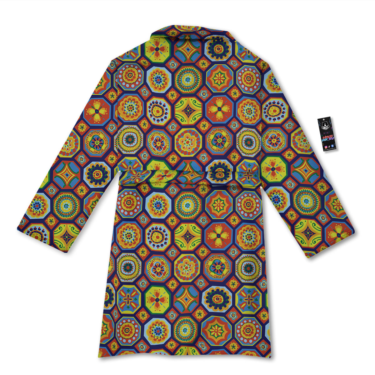 Patchwork Abstract Floral Colorful Print Pattern Bathrobe-grizzshop