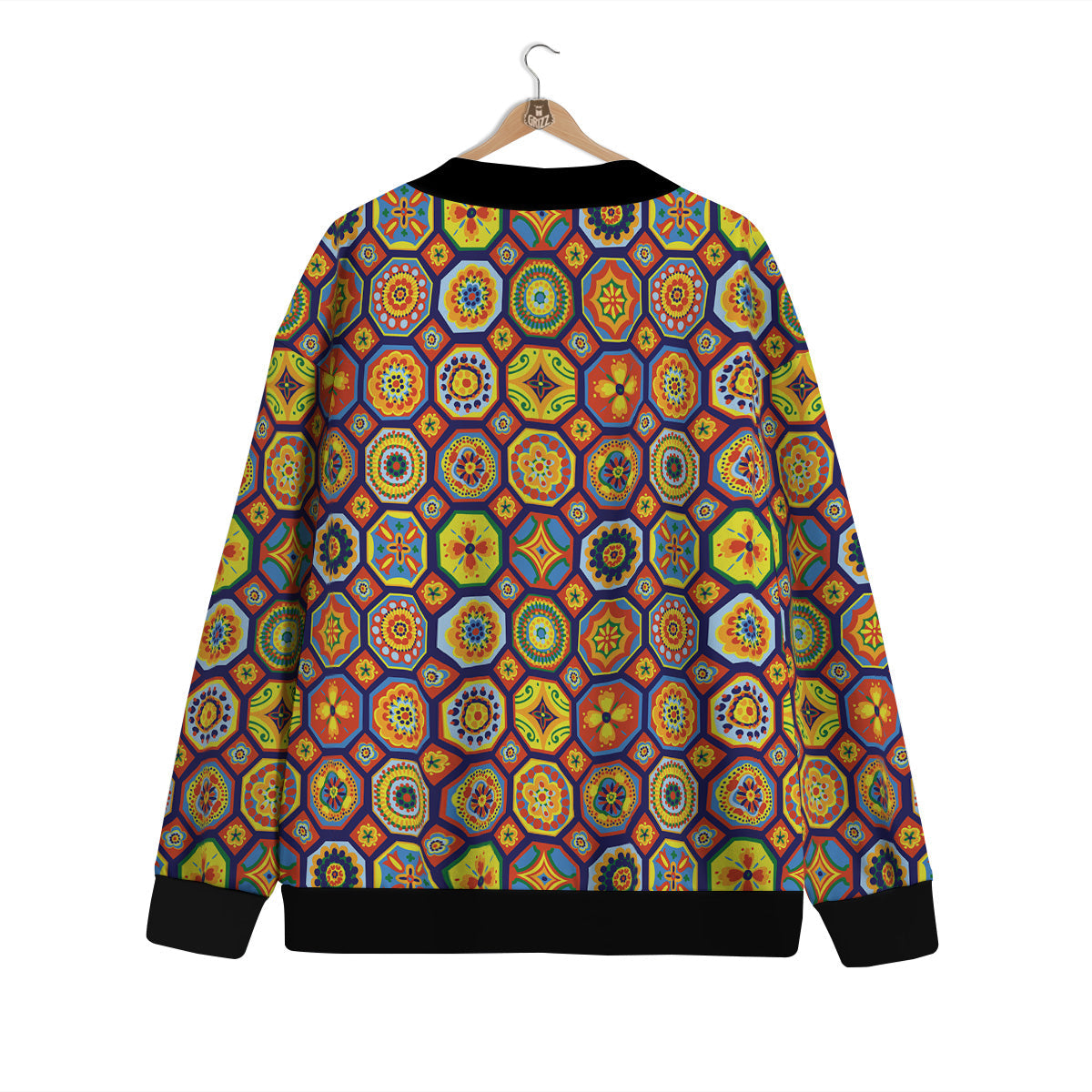 Patchwork Abstract Floral Colorful Print Pattern Cardigan-grizzshop