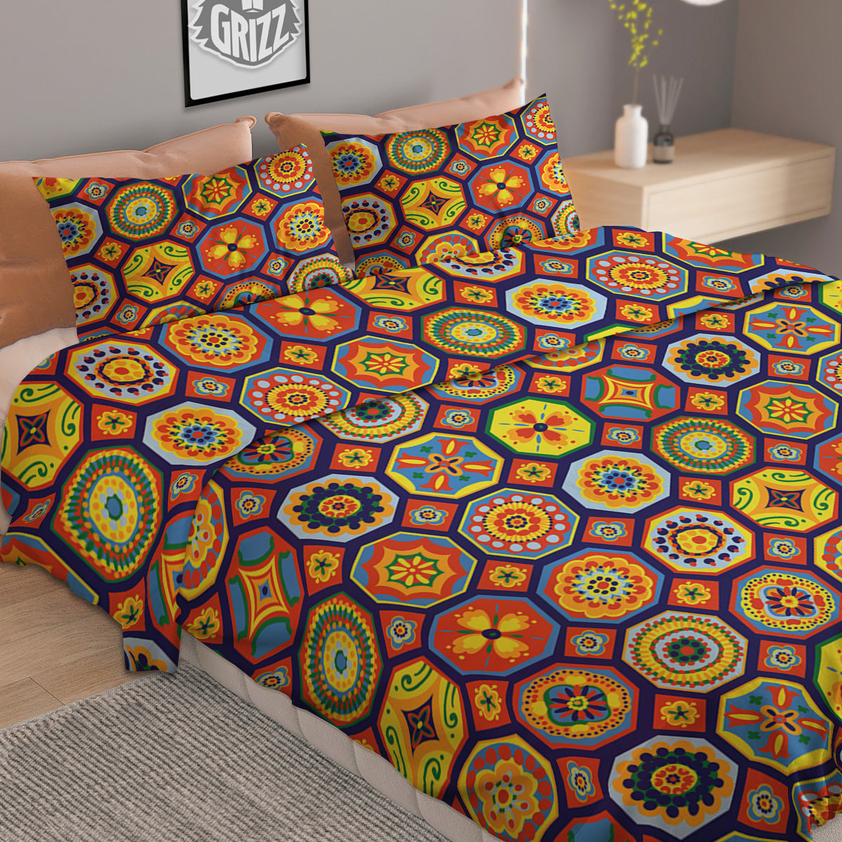 Patchwork Abstract Floral Colorful Print Pattern Duvet Cover Bedding Set