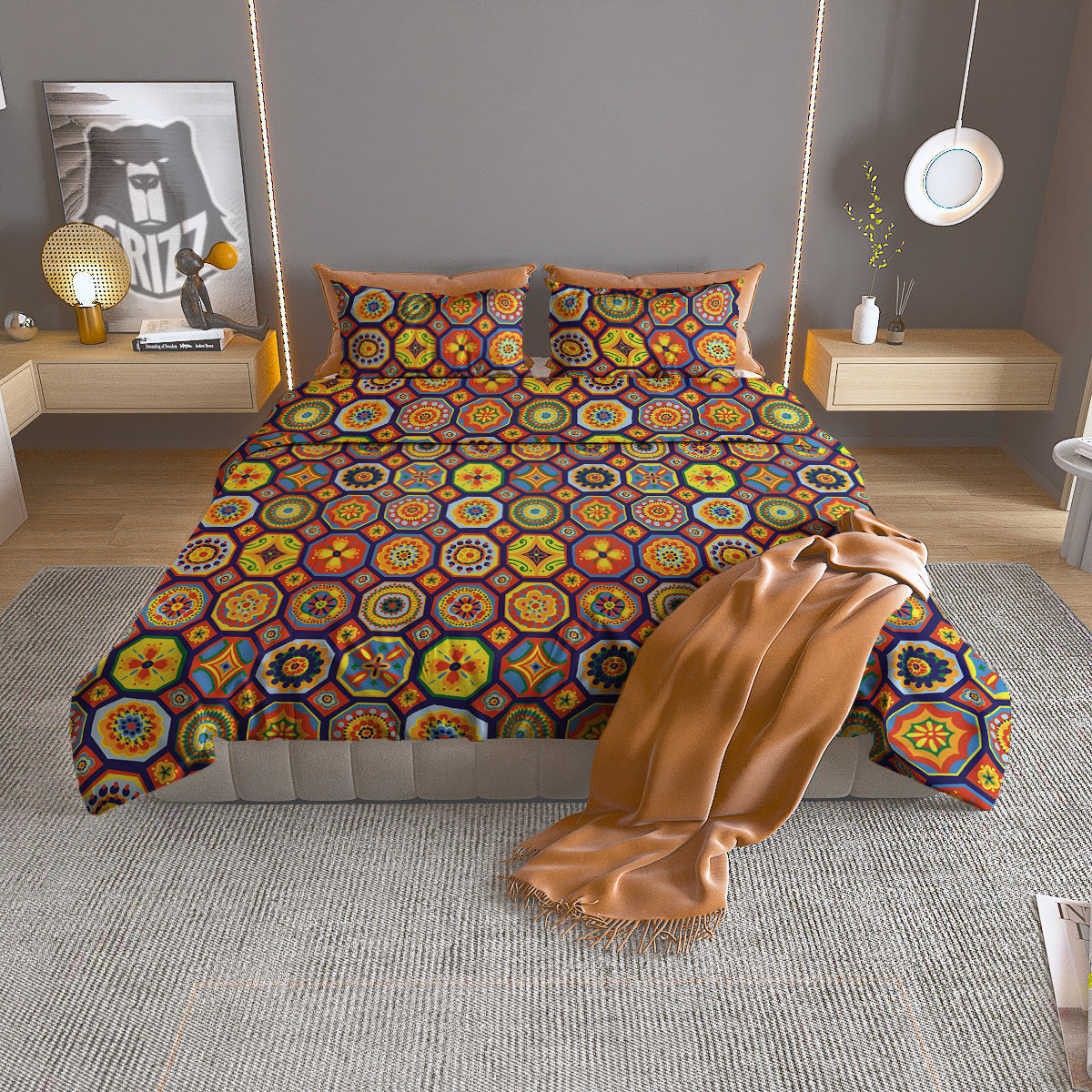 Patchwork Abstract Floral Colorful Print Pattern Duvet Cover Bedding Set