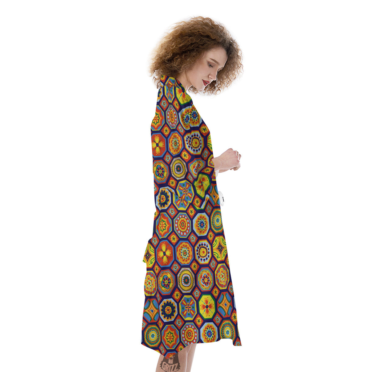 Patchwork Abstract Floral Colorful Print Pattern Kimono-grizzshop