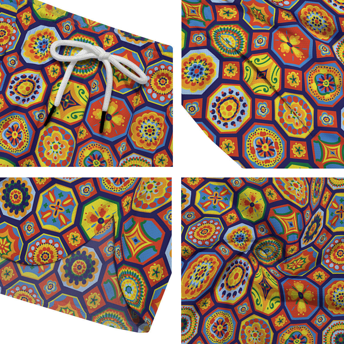Patchwork Abstract Floral Colorful Print Pattern Men's Running Shorts-grizzshop