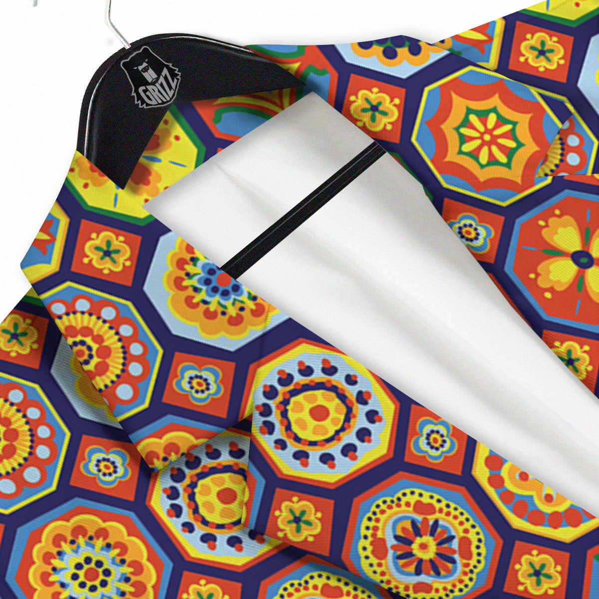 Patchwork Abstract Floral Colorful Print Pattern Men's Sport Coat-grizzshop