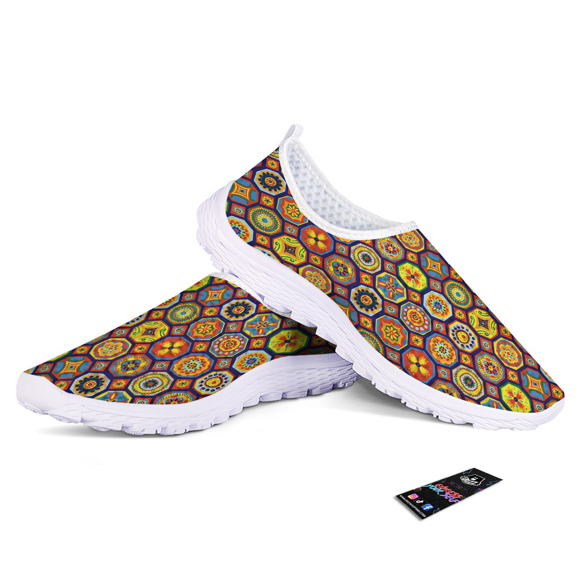 Patchwork Abstract Floral Colorful Print Pattern Nurse Shoes-grizzshop
