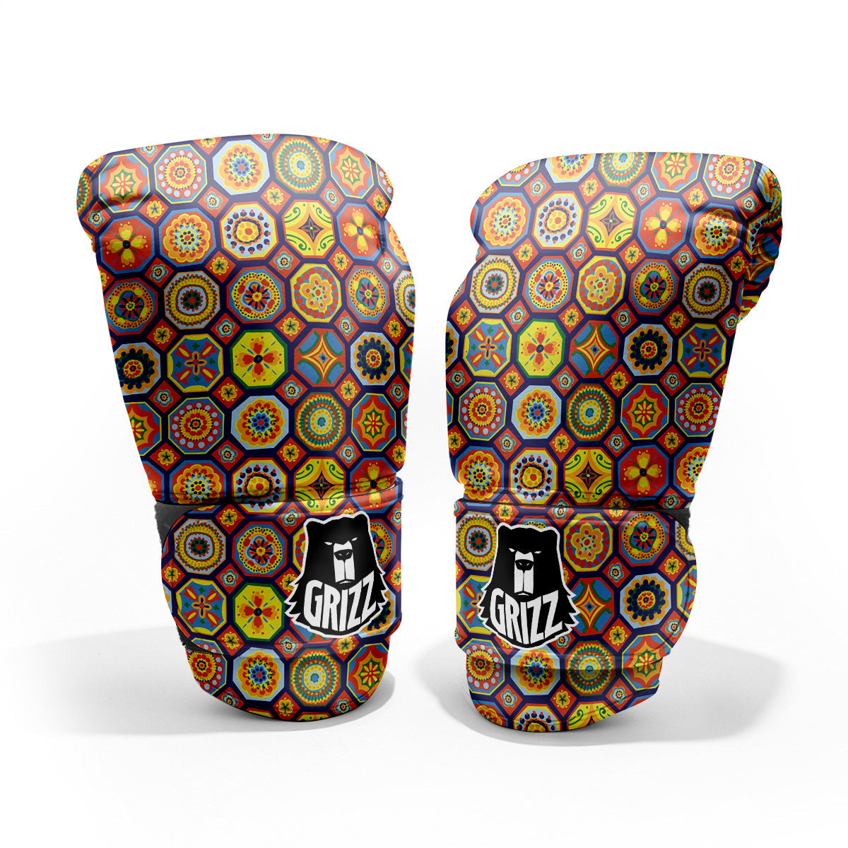 Patchwork Abstract Floral Colorful Print Pattern Pro Boxing Glove