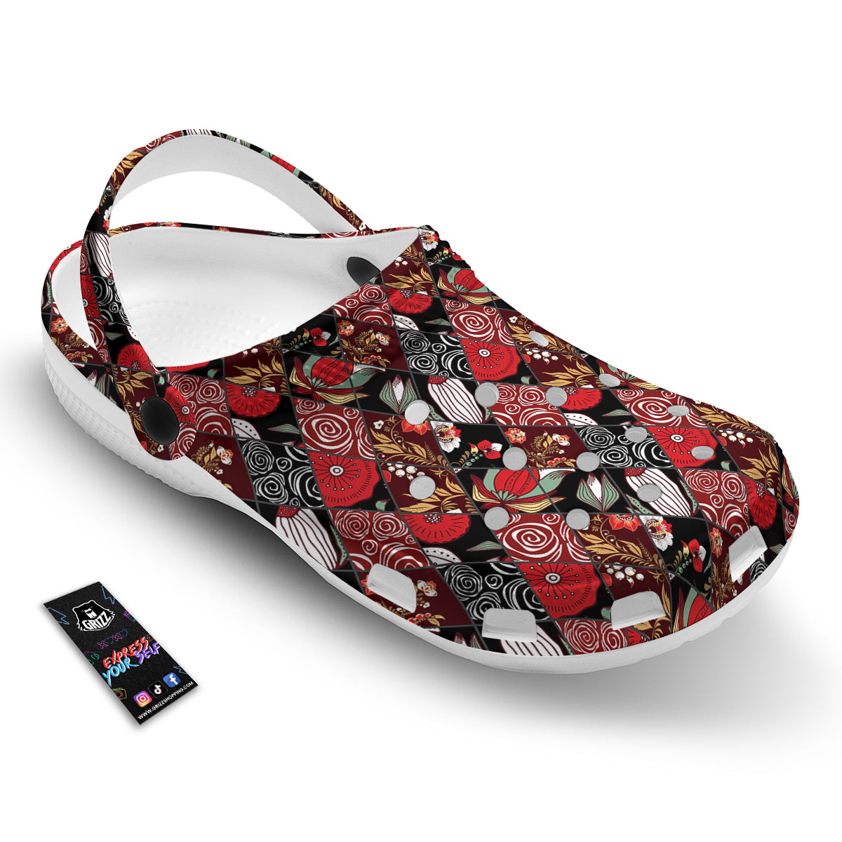 Patchwork Abstract Flower Print Pattern Clog-grizzshop