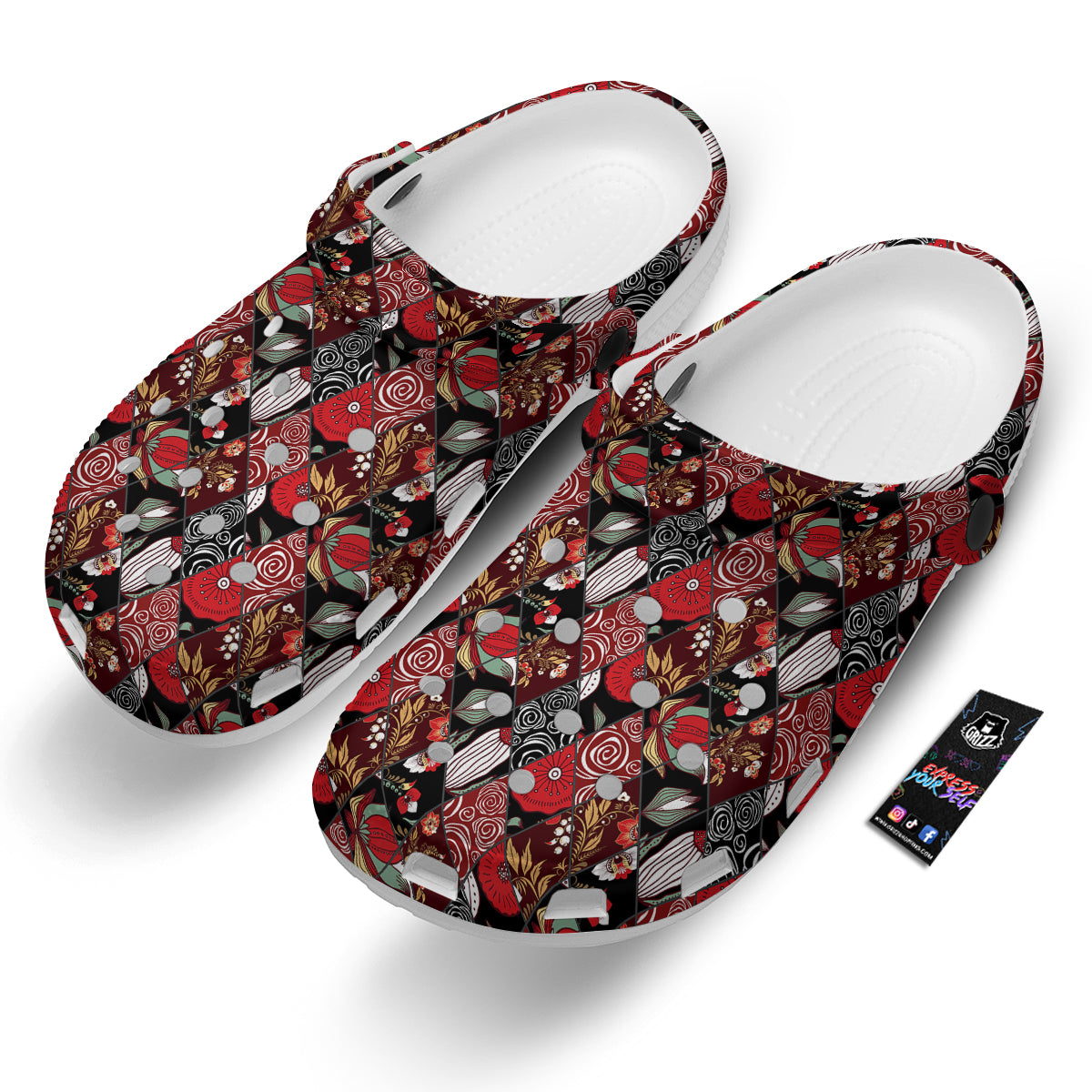 Patchwork Abstract Flower Print Pattern Clog-grizzshop