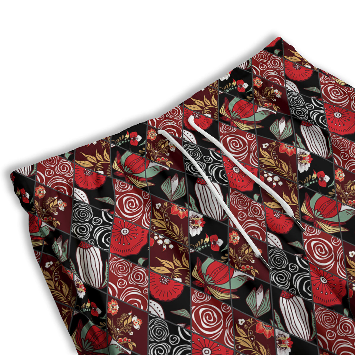 Patchwork Abstract Flower Print Pattern Men's Athletic Shorts