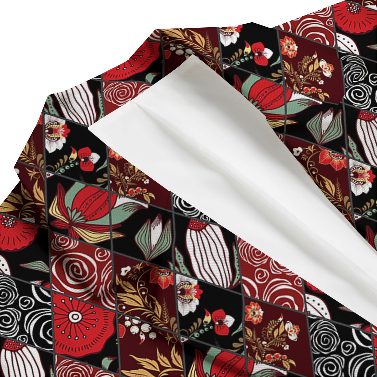 Patchwork Abstract Flower Print Pattern Men's Blazer-grizzshop
