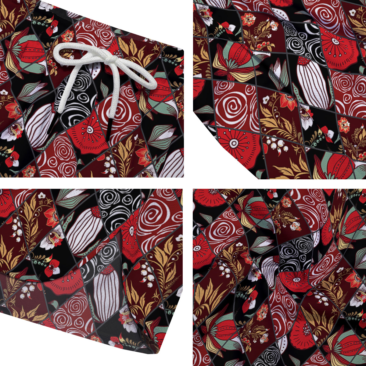 Patchwork Abstract Flower Print Pattern Men's Running Shorts-grizzshop