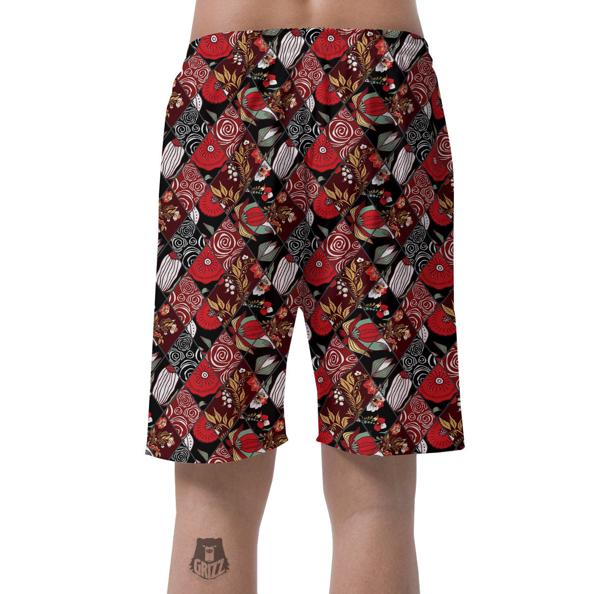 Patchwork Abstract Flower Print Pattern Men's Shorts-grizzshop