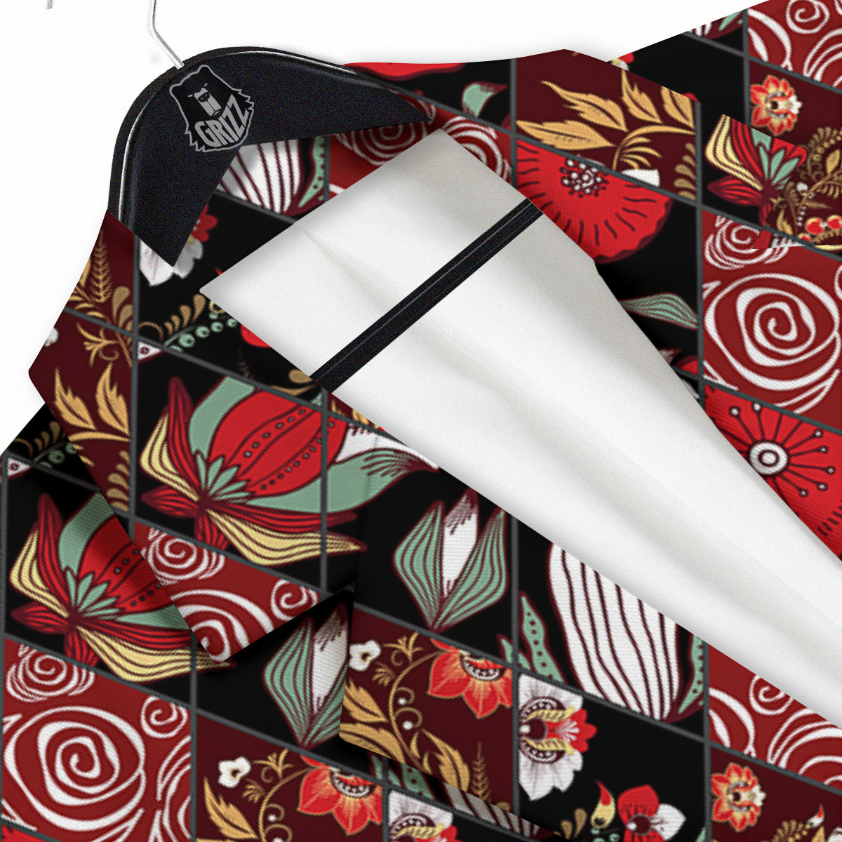 Patchwork Abstract Flower Print Pattern Men's Sport Coat-grizzshop