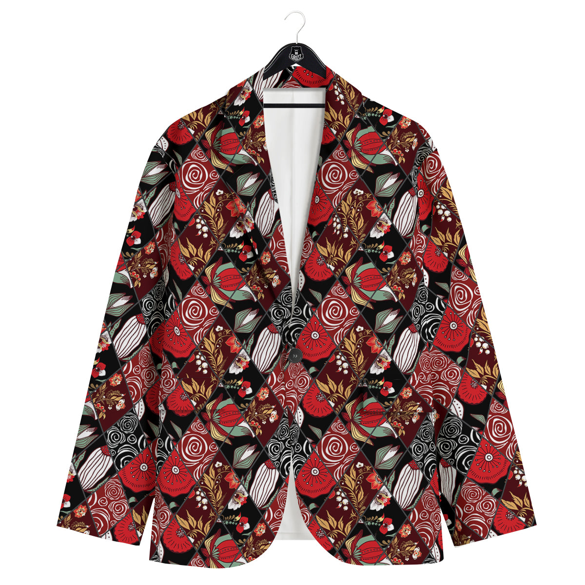 Patchwork Abstract Flower Print Pattern Men's Sport Coat-grizzshop