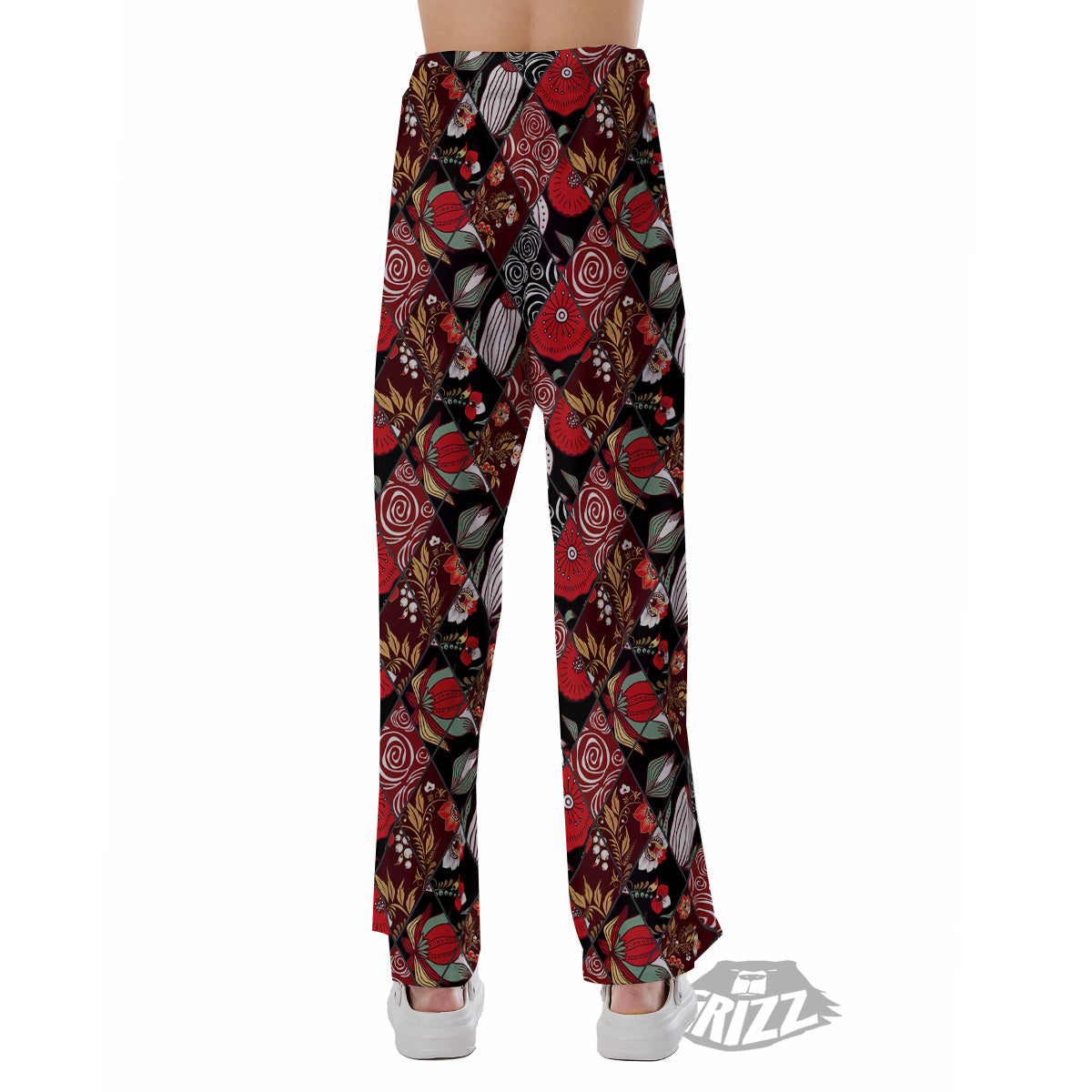 Patchwork Abstract Flower Print Pattern Pajama Pants-grizzshop
