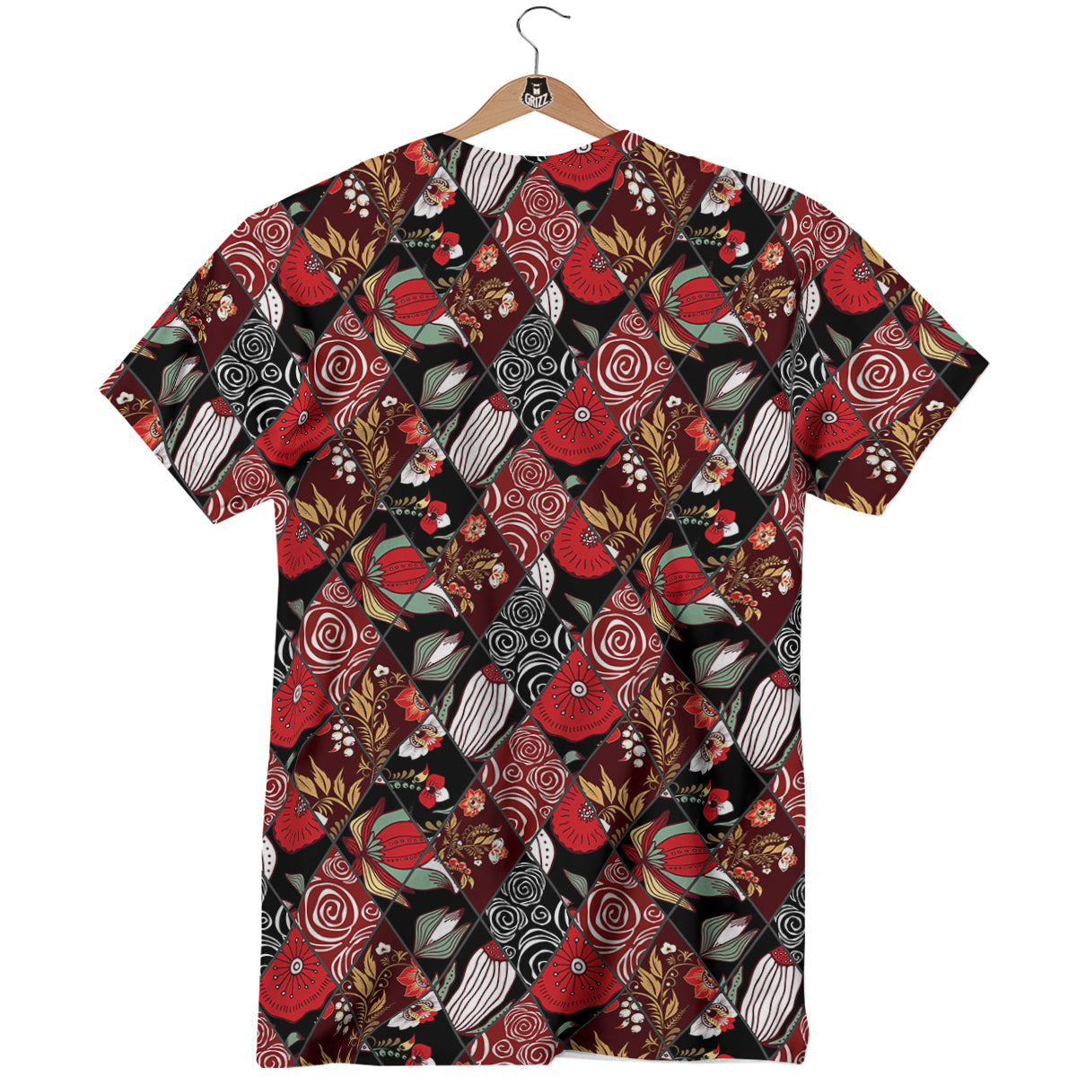 Patchwork Abstract Flower Print Pattern T-Shirt-grizzshop