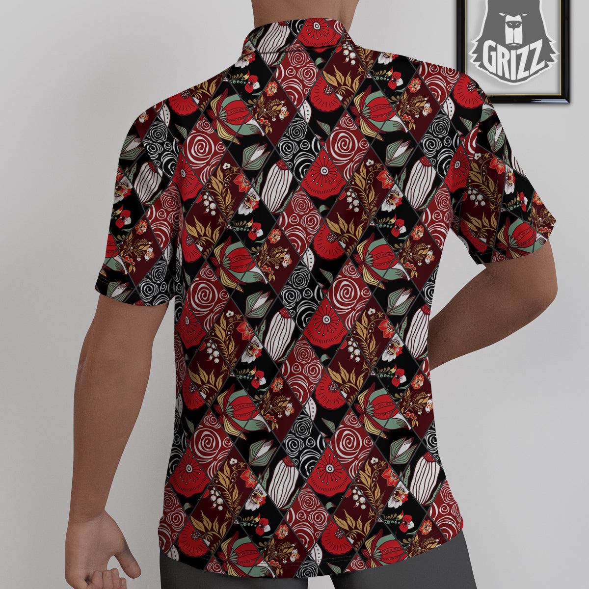 Patchwork Abstract Flower Print Pattern Untucked Shirts-grizzshop