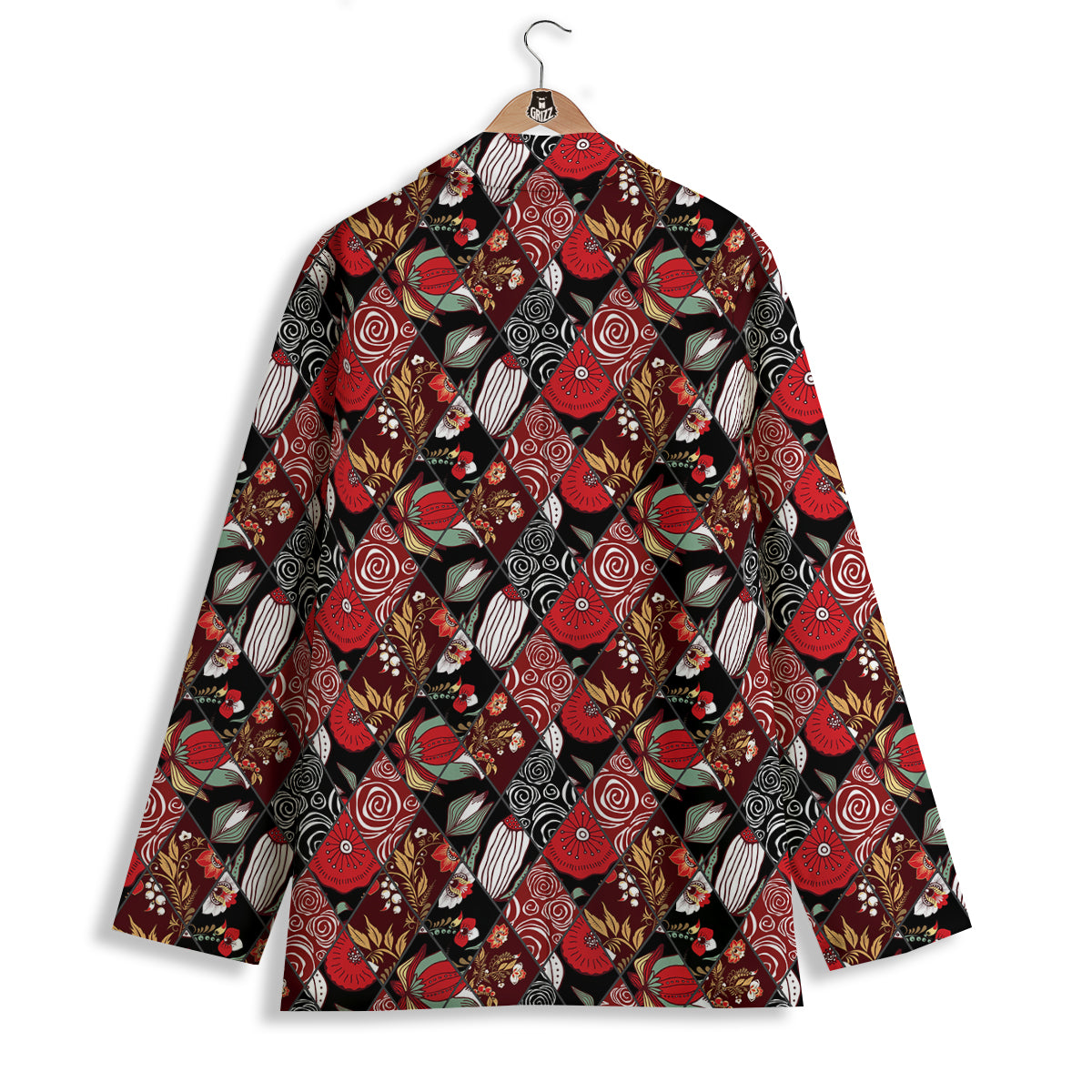 Patchwork Abstract Flower Print Pattern Women's Blazer-grizzshop
