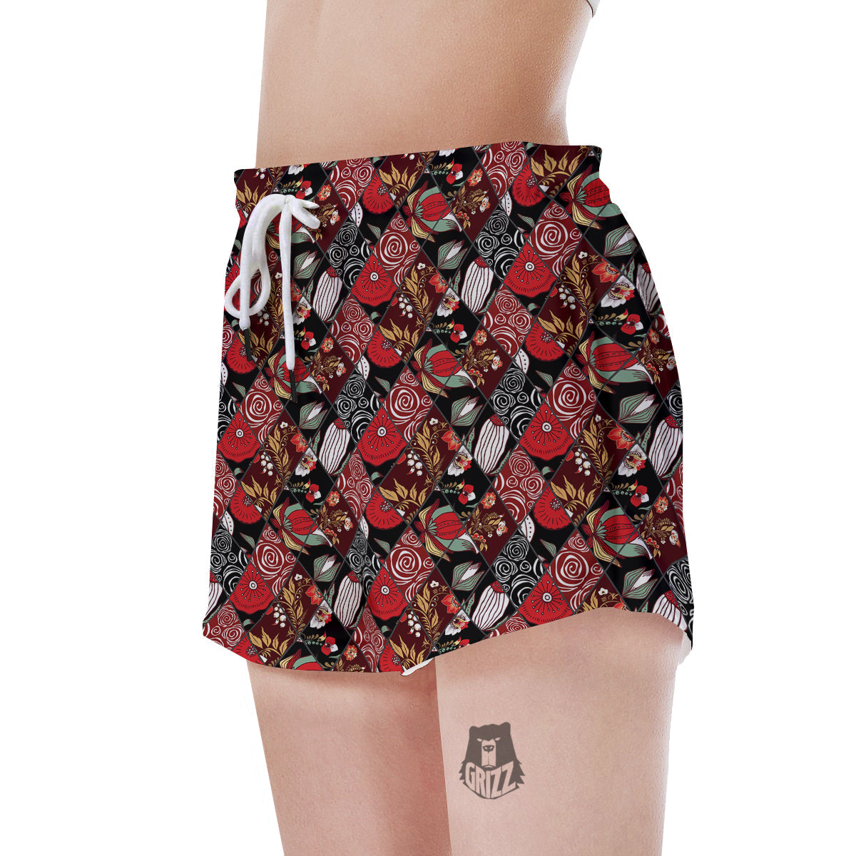 Patchwork Abstract Flower Print Pattern Women's Shorts-grizzshop