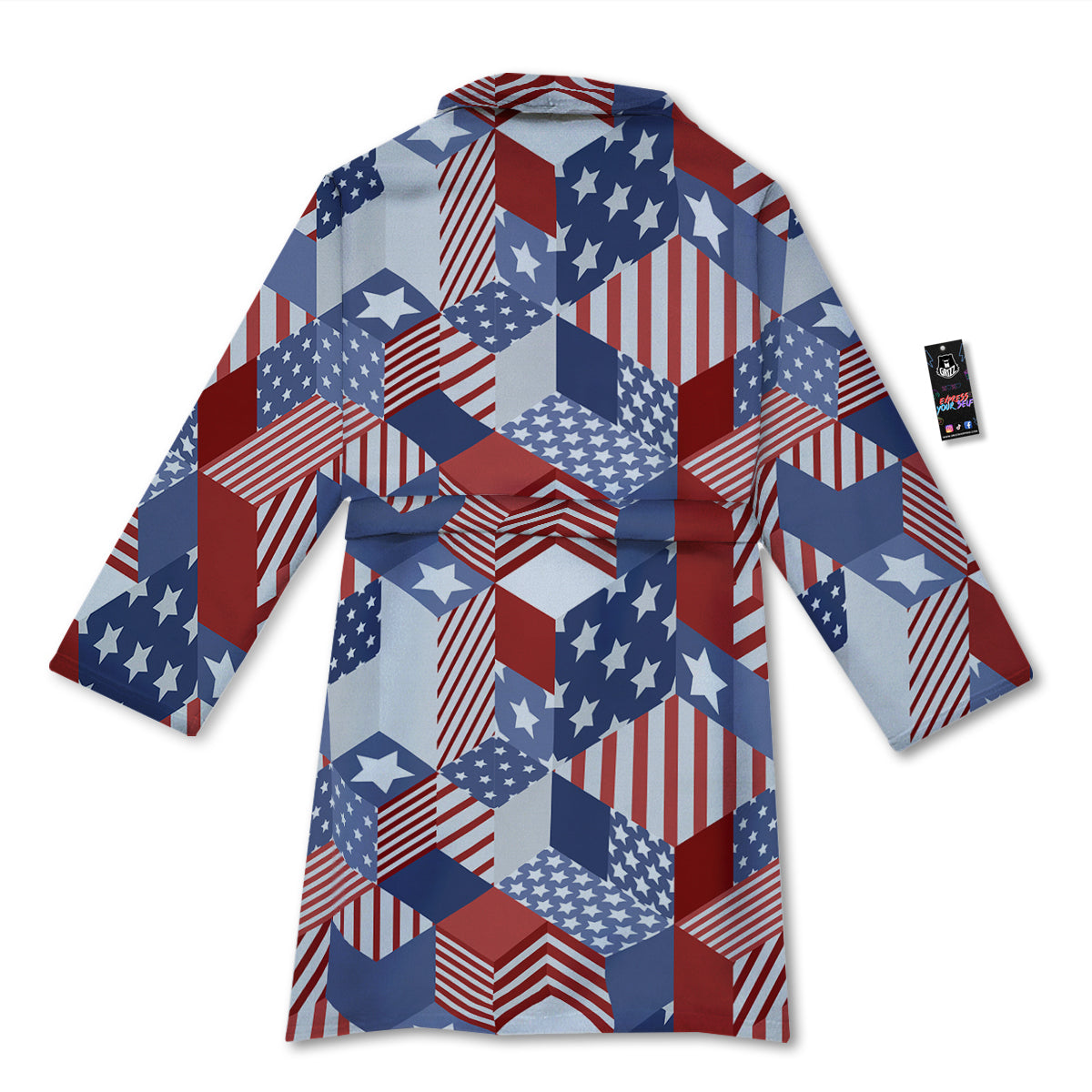 Patchwork American Patriotic Print Bathrobe-grizzshop