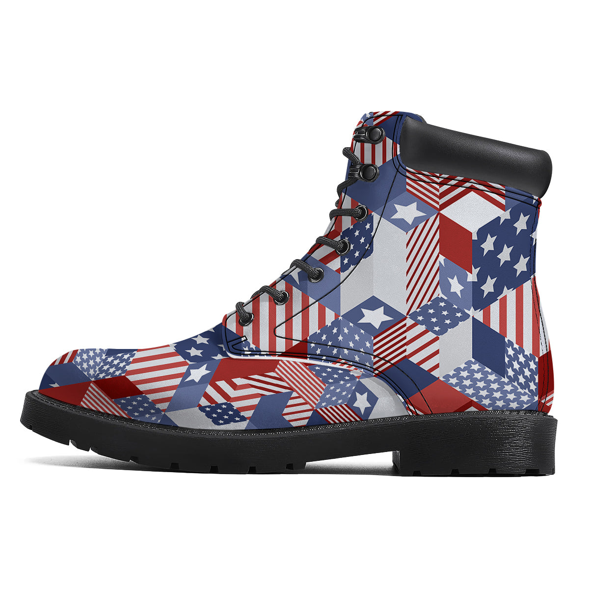 Patchwork American Patriotic Print Boots-grizzshop
