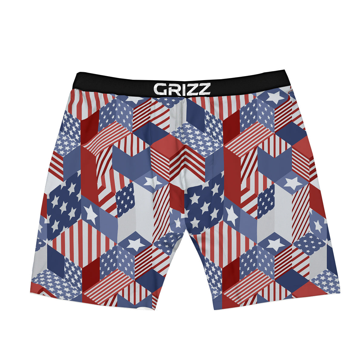 Patchwork American Patriotic Print Boxer Briefs-grizzshop