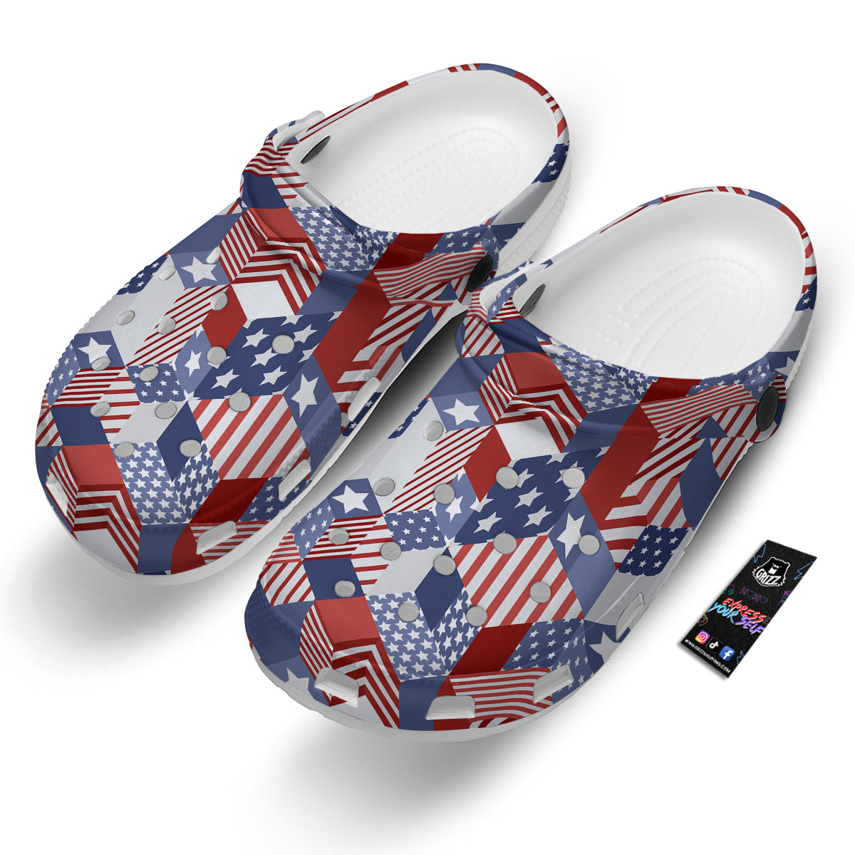 Patchwork American Patriotic Print Clog-grizzshop