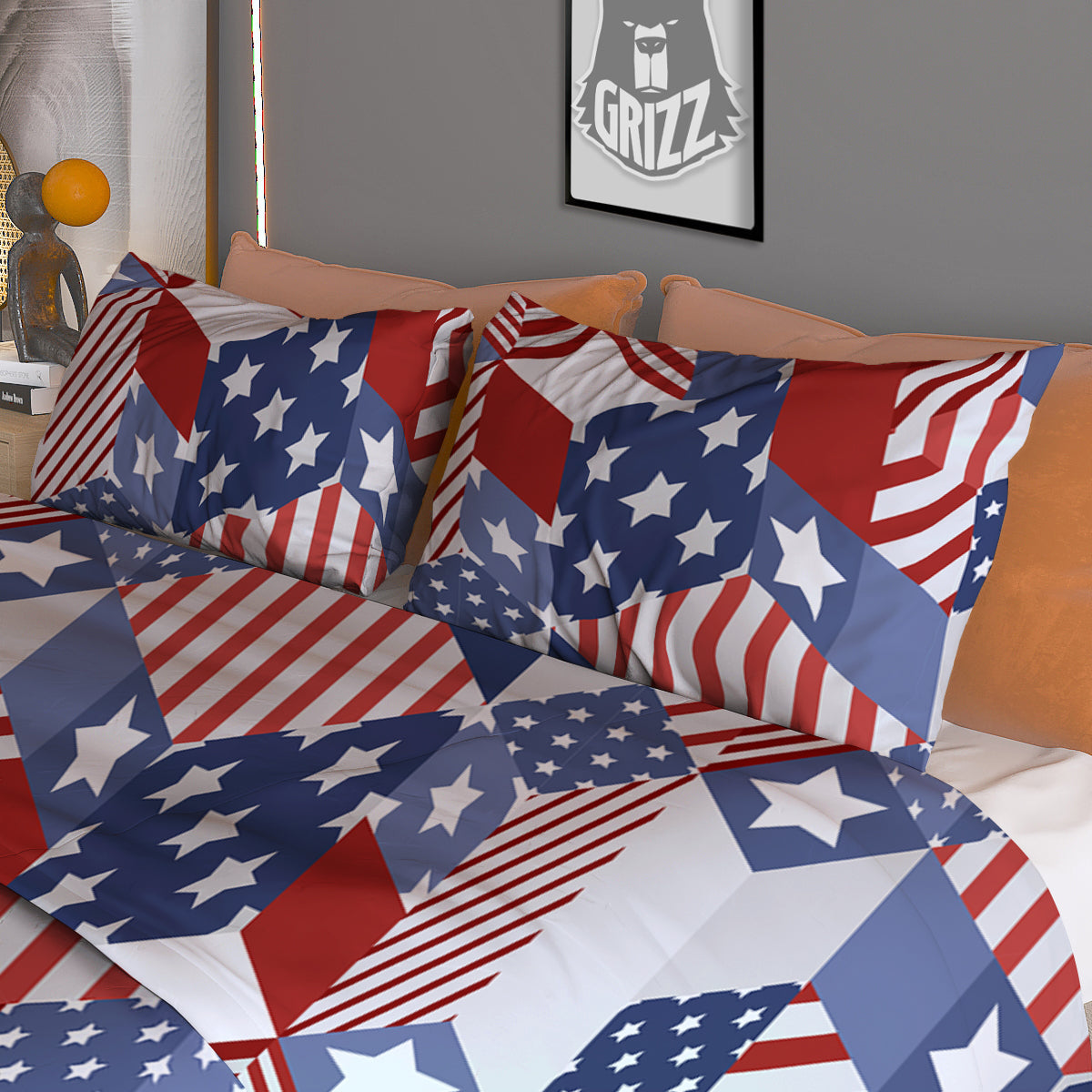 Patchwork American Patriotic Print Duvet Cover Bedding Set
