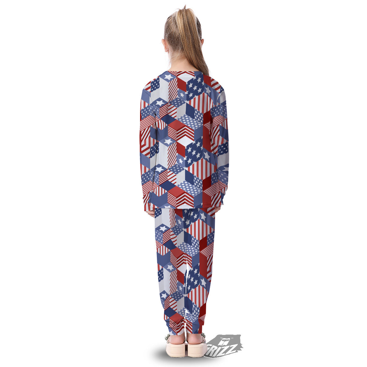 Patchwork American Patriotic Print Kid's Pajamas-grizzshop