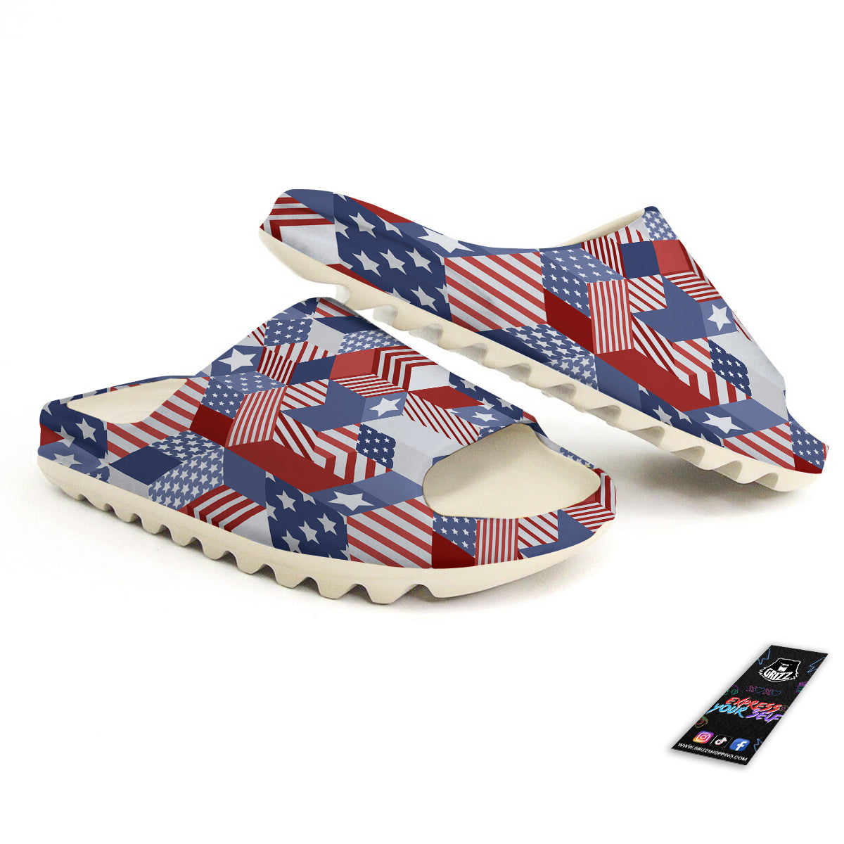 Patchwork American Patriotic Print Sandals-grizzshop