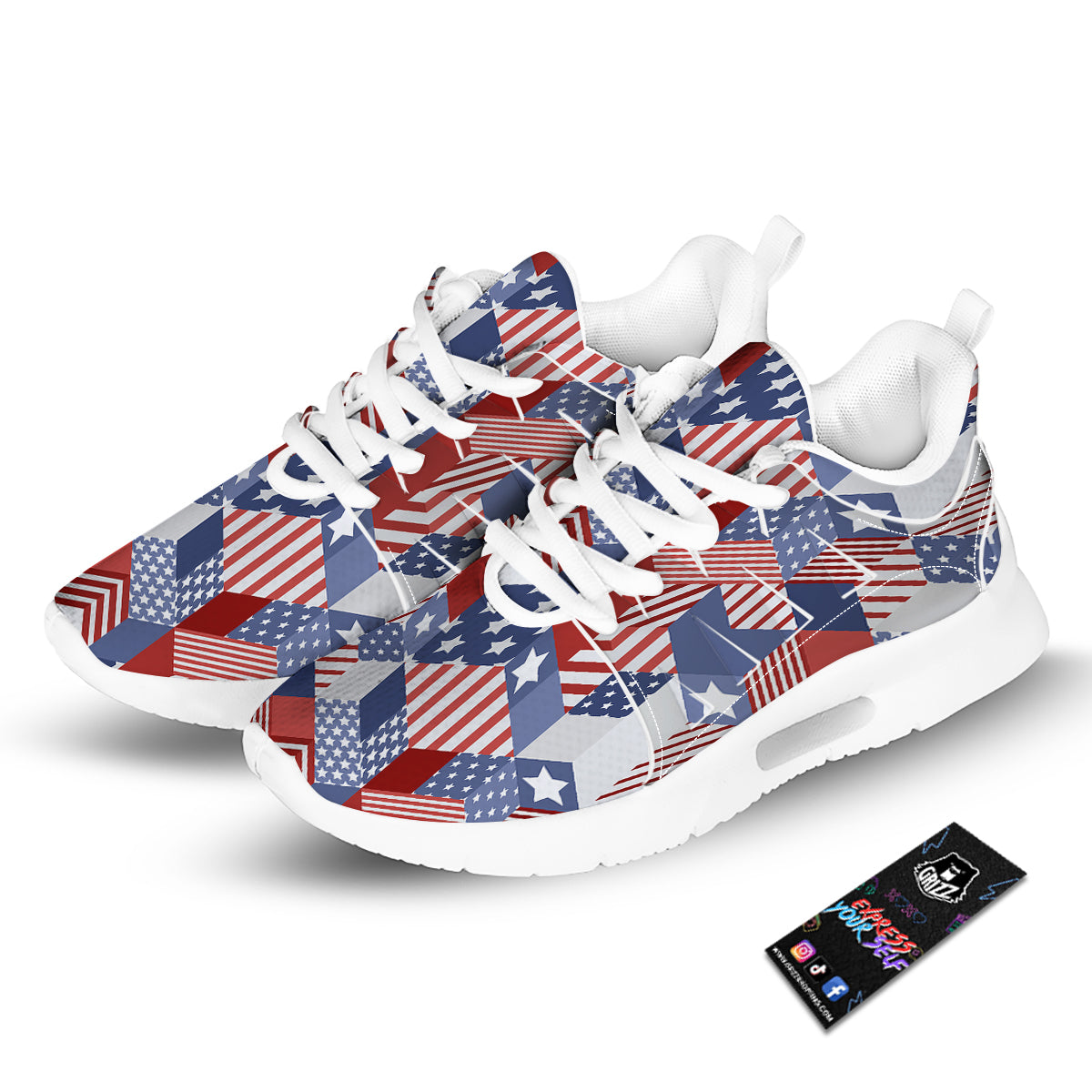 Patchwork American Patriotic Print Tennis Shoes-grizzshop