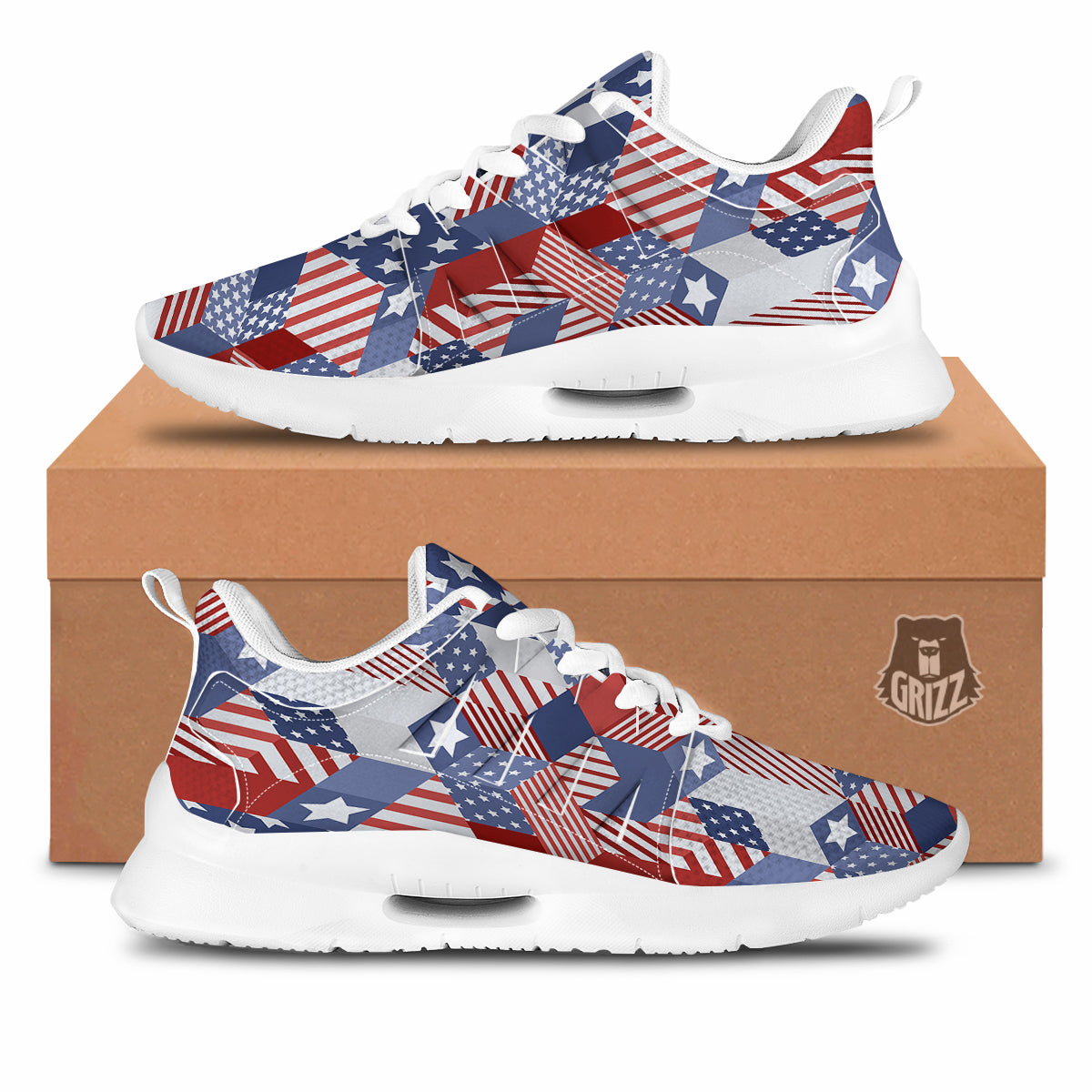 Patchwork American Patriotic Print Tennis Shoes-grizzshop
