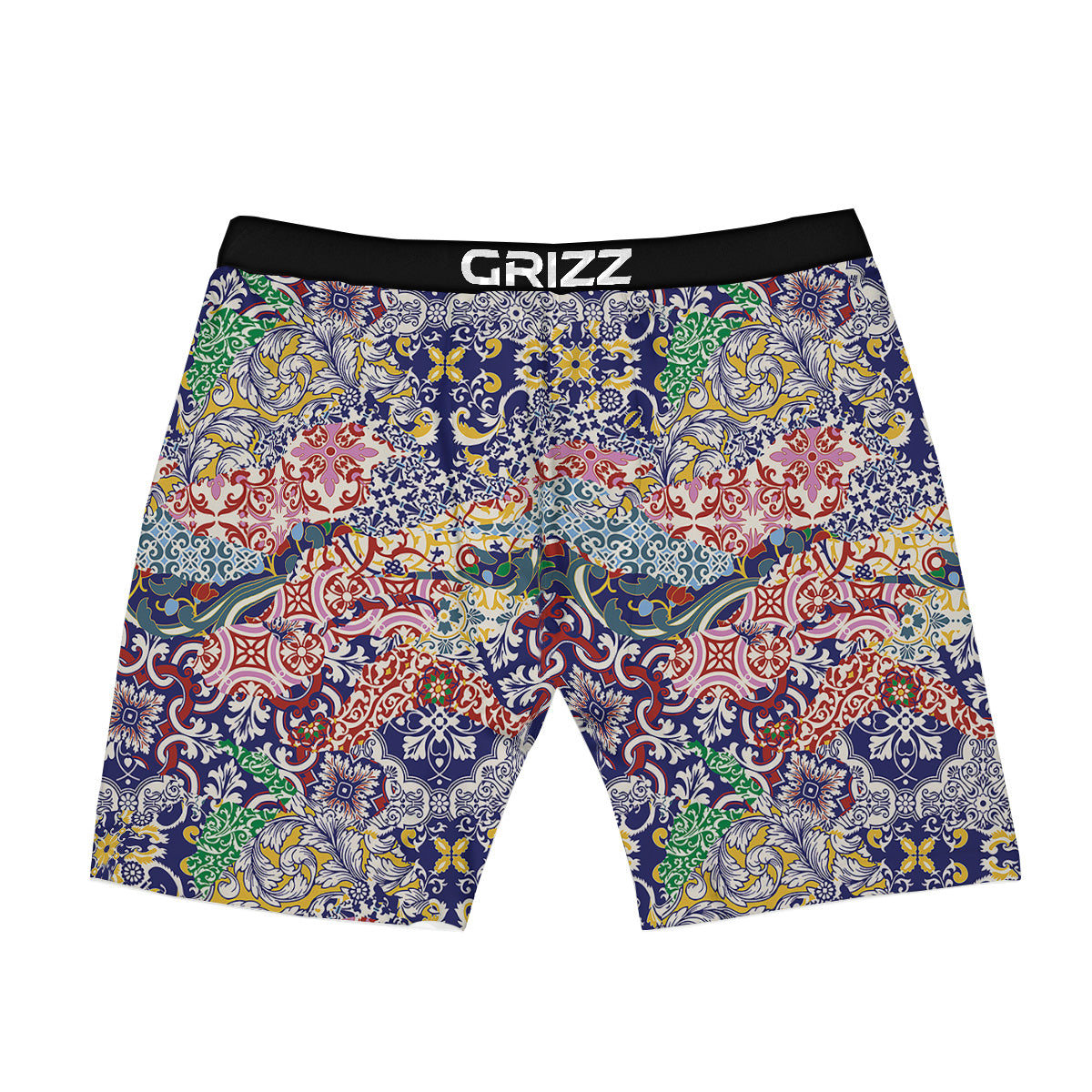 Patchwork Azulejos Tiles Print Pattern Boxer Briefs-grizzshop