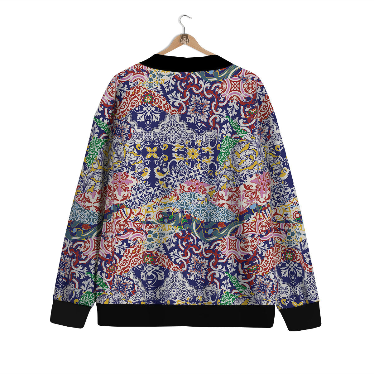 Patchwork Azulejos Tiles Print Pattern Cardigan-grizzshop