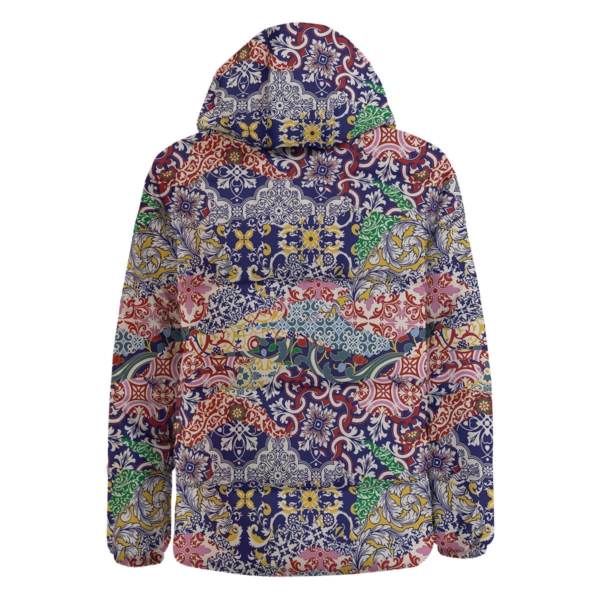 Patchwork Azulejos Tiles Print Pattern Down Jacket-grizzshop
