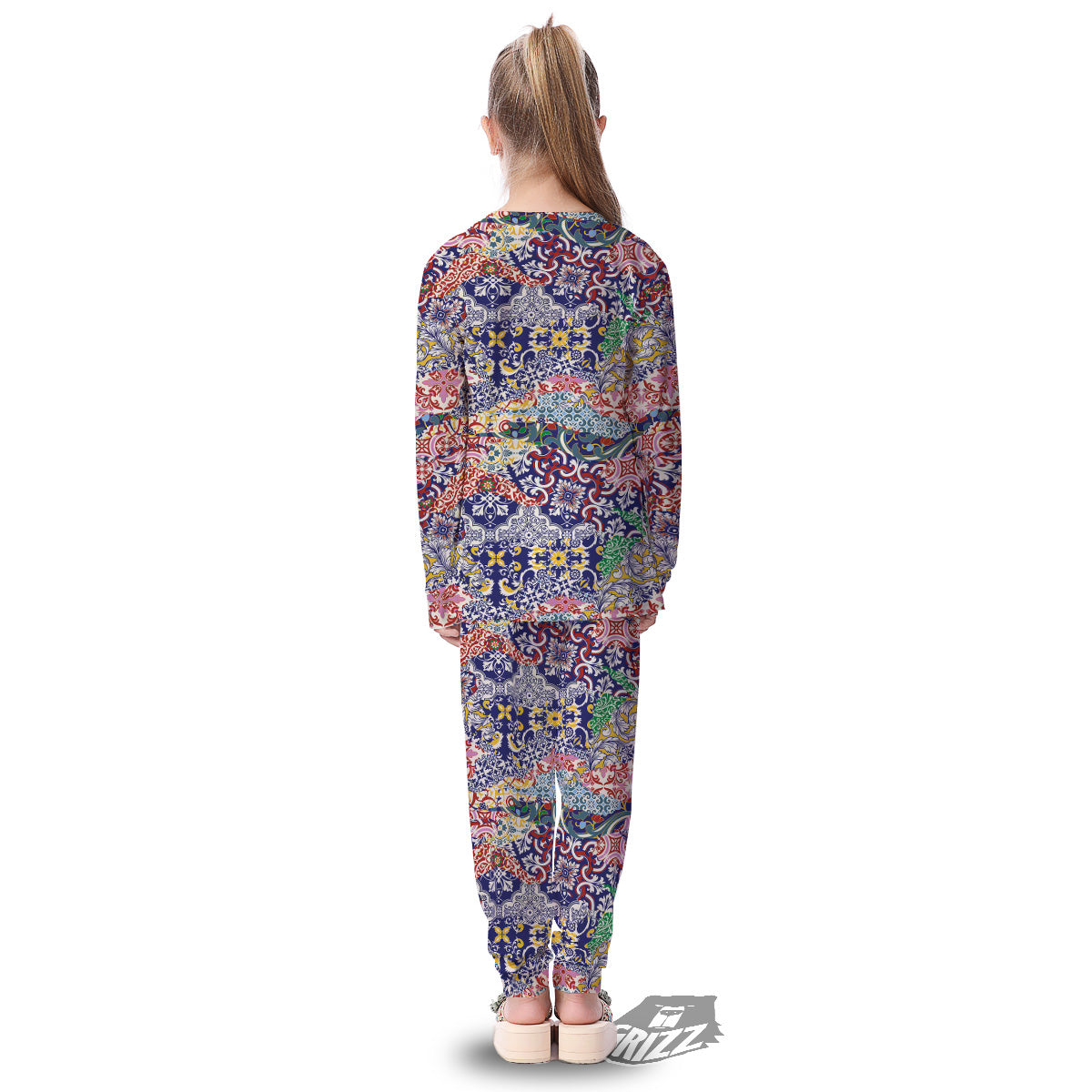Patchwork Azulejos Tiles Print Pattern Kid's Pajamas-grizzshop