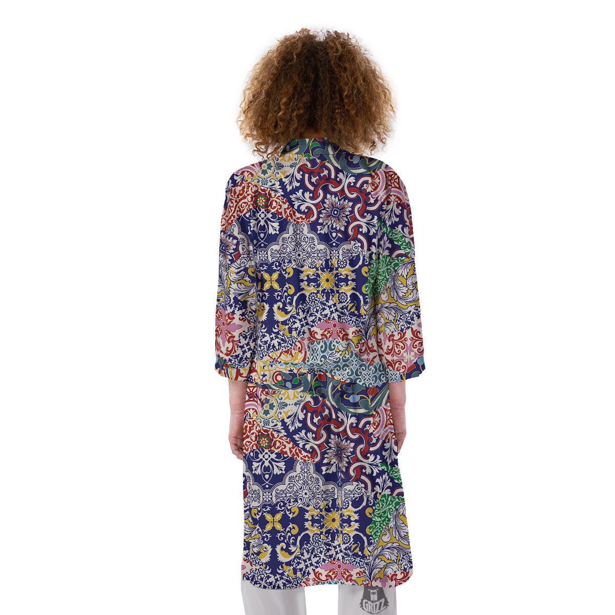 Patchwork Azulejos Tiles Print Pattern Kimono-grizzshop