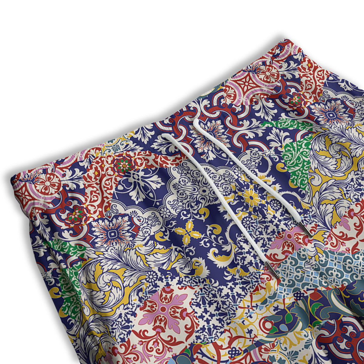Patchwork Azulejos Tiles Print Pattern Men's Athletic Shorts