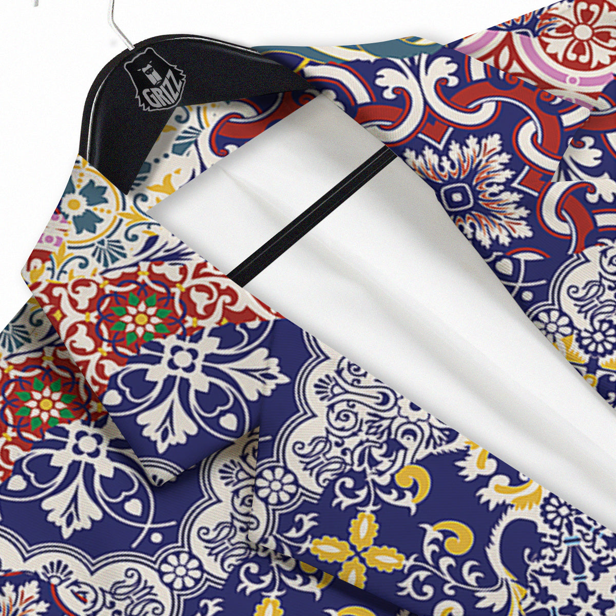 Patchwork Azulejos Tiles Print Pattern Men's Sport Coat-grizzshop