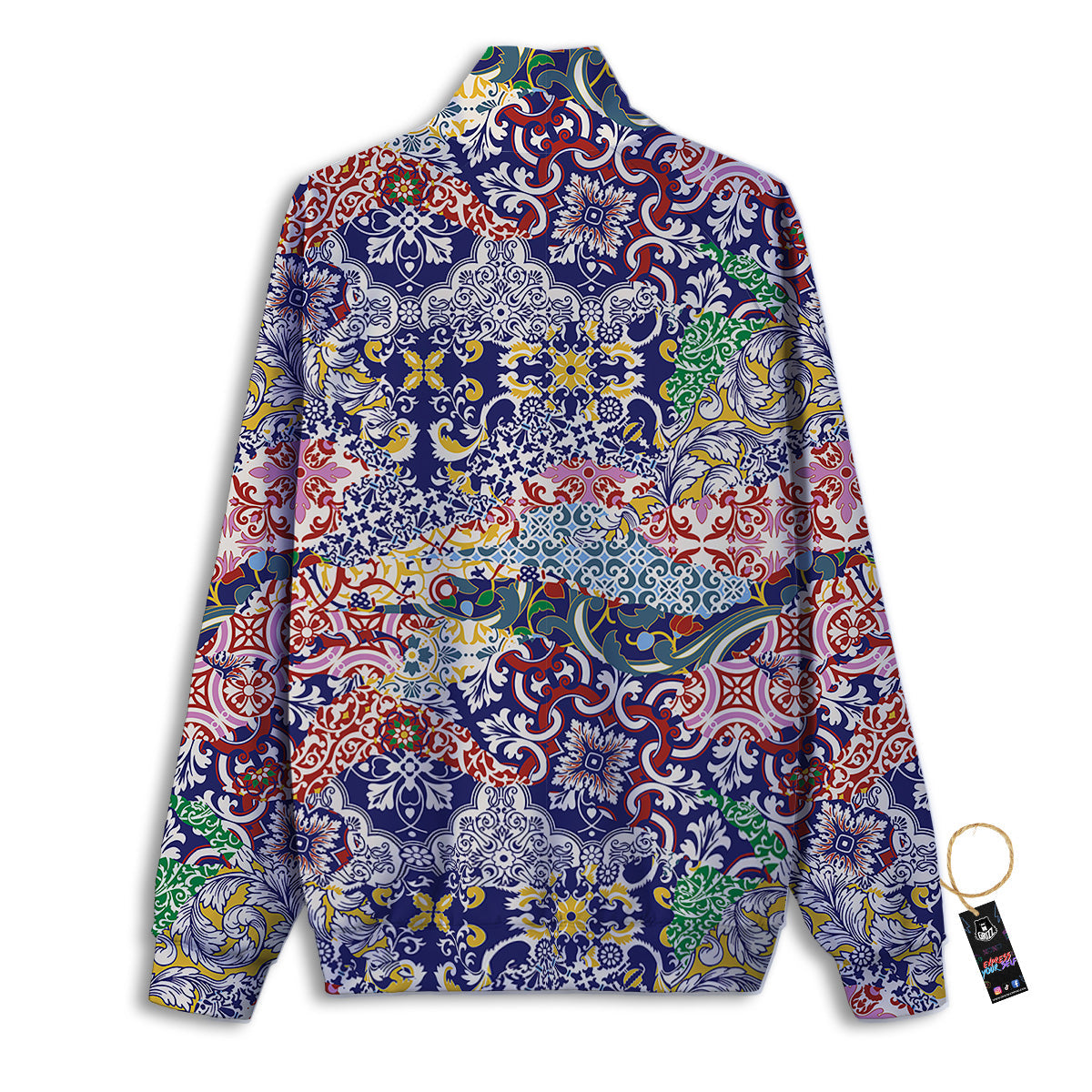 Patchwork Azulejos Tiles Print Pattern Track Jacket-grizzshop