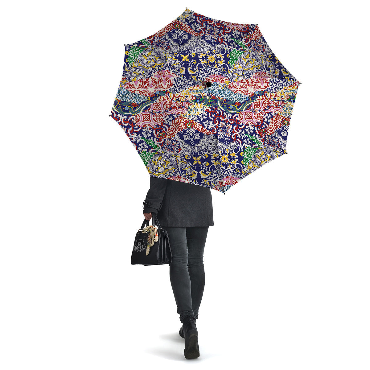 Patchwork Azulejos Tiles Print Pattern Umbrella-grizzshop