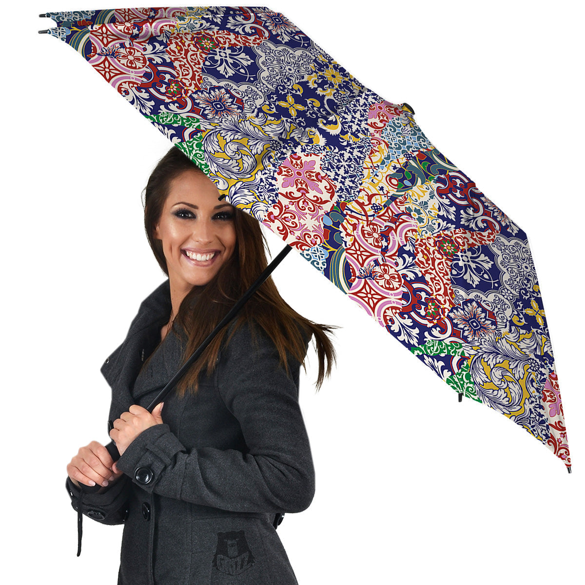 Patchwork Azulejos Tiles Print Pattern Umbrella-grizzshop
