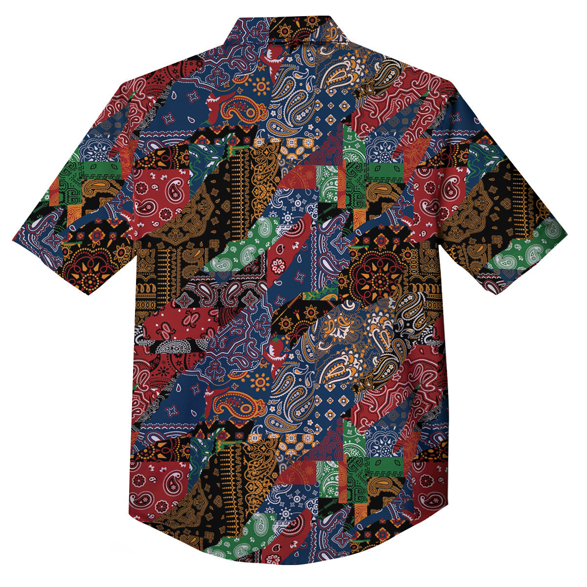 Patchwork Bandanna Print Pattern Button Up Shirt-grizzshop