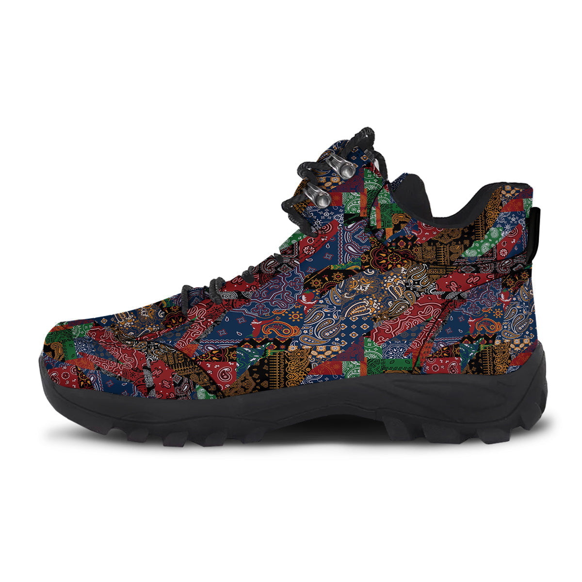 Patchwork Bandanna Print Pattern Hiking Shoes-grizzshop